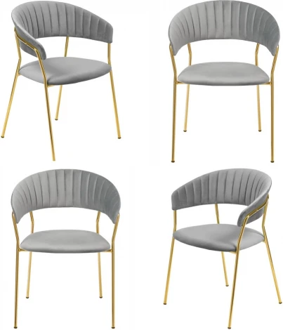 Комплект из 4-х стульев Turin серый с золотыми ножками Bradexhome арт.FR 0910K