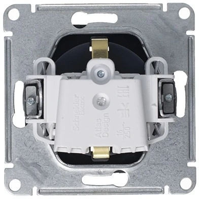 Розетка встраиваемая с заземлением и шторками (грифель) Systeme Electric AtlasDesign ATN000745