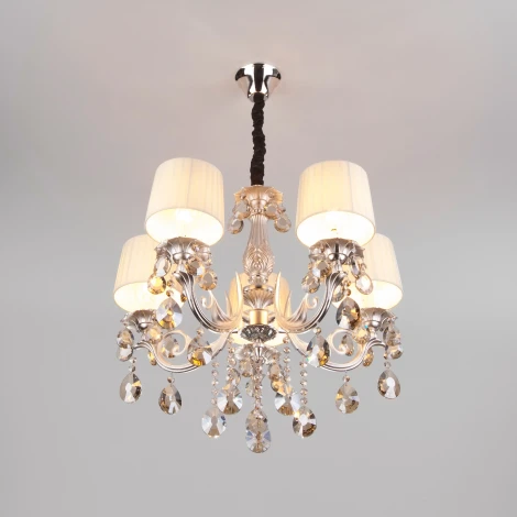 Подвесная люстра Eurosvet Argenta 10098/5 серебро/тонированный хрусталь Strotskis