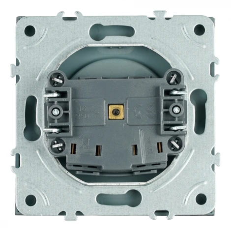 Розетка без заземления со шторками (антрацит, soft touch) Stekker Эмили 49928