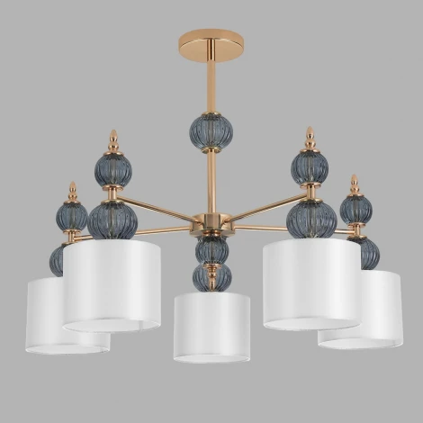 Потолочная люстра на штанге Lumion Mikimito 8418/5 французкое золото/серый, металл/текстиль E27 5*40W 220V