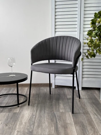 Стул JUST, цвет Velutto 32 Антрацитовый, велюр / черный каркас М-City