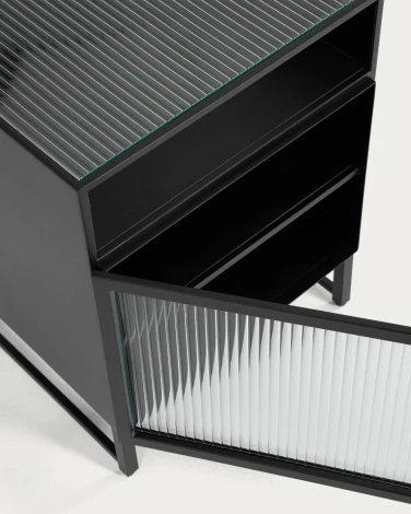 Тумба прикроватная La Forma (ex Julia Grup) Trixie (Черный,Прозрачный/ Металл,Сталь,Стекло)