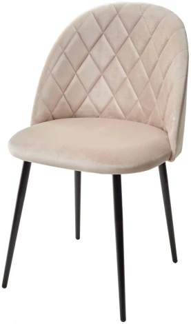 Обеденный стул M-City НИРВАНА, цвет светло-бежевый B-02, велюр / черный каркас