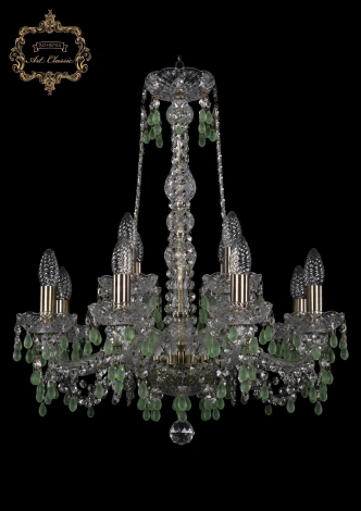Подвесная люстра Art Classic 11.24 11.24.8+4.200.h-64.Br.V5001 (220V, хрусталь, на цепи, подсвечник, свеча)