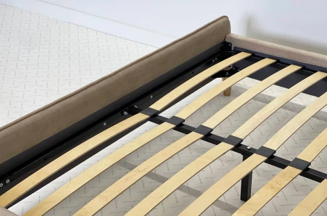 Кровать с основанием Грета 160х200 см Mebelson (ДСП,Дерево,Велюр,Металл/Светло-желтый) арт.KM1.6-22.2758