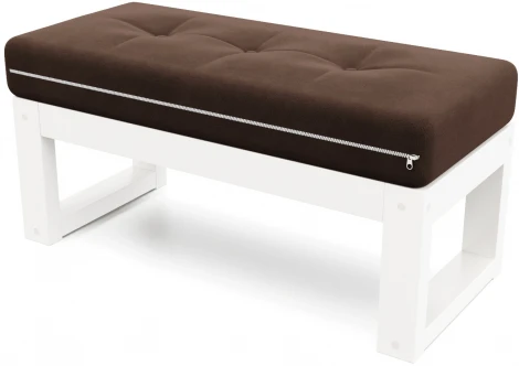 Банкетка Arsko Амбер белая эмаль коричневый велюр