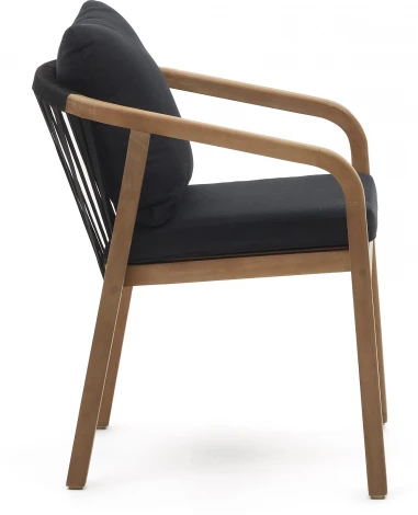 Malaret Стул из массива эвкалипта и черного шнура La Forma (ex Julia Grup) арт.157077