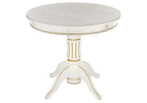 Деревянный стол Woodville Павия молочный / патина золото 406082