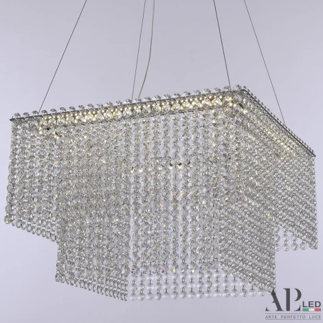Подвесная люстра светодиодная APL LED Sicilia SH04.42.C.Ni.4000 (220V, хрусталь, на тросе)