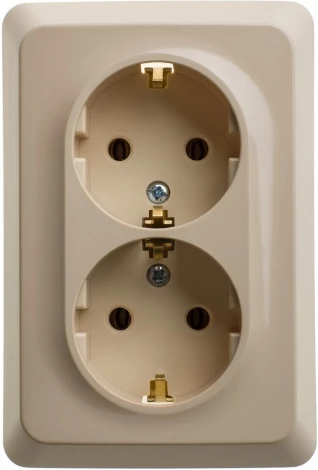 Розетка встраиваемая двойная с заземлением (кремовый) Systeme Electric Etude PC16-107K