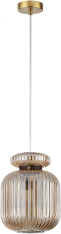 Подвесной светильник Odeon Light Jugi 5042/1A PENDANT античн.бронза/янтарный/металл/стекло/эко.кожа E27 1*60W (220V, на проводе)