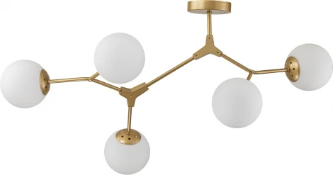 Потолочная люстра на штанге Escada Bliss 642/5PL 5х60Вт E27, металл/стекло, золото шампань (220V, шарики)