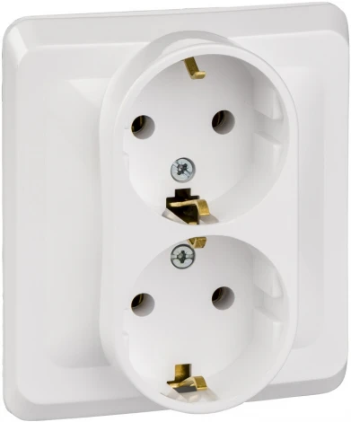 Розетка встраиваемая двойная с заземлением (белый) Systeme Electric Этюд PC16-007B