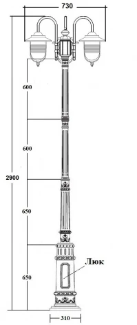 Наземный фонарь IP44 Oasis Light TITAN 84710A 10 E7 Bl (220V, фонарь)