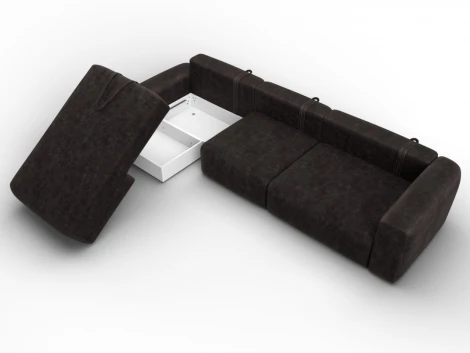 Диван угловой Лига-066 НПБ Лонг угол левый (ЛДСП,Фанера,Брус,Велюр/Коричневый) Лига Диванов 131220L