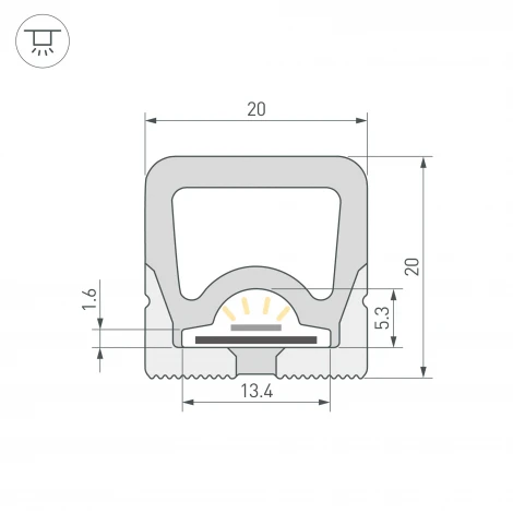 Силиконовый профиль WPH-FLEX-2020-TOP-S13-10m WHITE (Arlight, Силикон) 062835