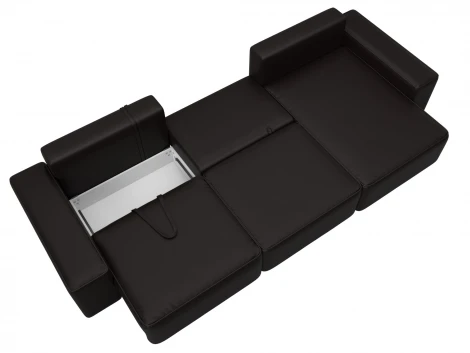 Диван угловой Лига-074 угол универсальный (ДСП/Пластик/Экокожа/Коричневый) Лига Диванов 129872