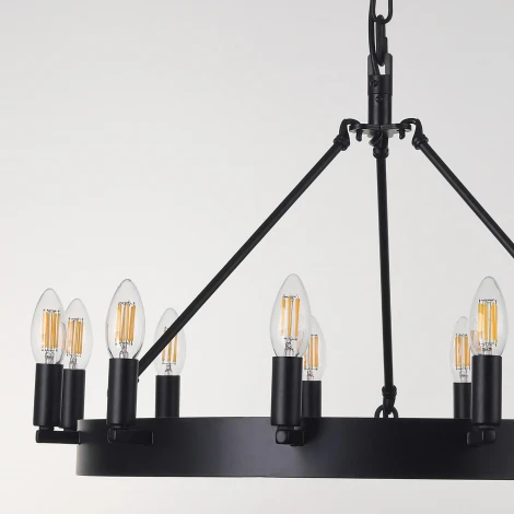 Подвесная люстра Citilux Смитсон CL470112 (220V, на цепи, свеча, круглые, под старину, кольцо)