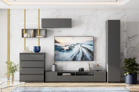 Комод Сибити 4 ящика (Сибити 4 ящика графит серый) Woodville арт.582750