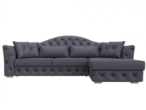 Диван угловой Артис правый угол (Брус,Рейка/Пластик/Экокожа/Серый) Лига Диванов 128033