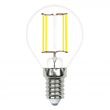 Лампа светодиодная, форма "шар", прозрачная, белый свет 4000K Volpe Optima Филамент LED-G45-5,5W/4000K/E14/CL/SLF