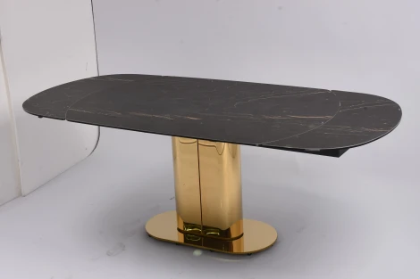 Стол обеденный раскладной Атриум-2 MC3035-140B, 140(30+30)х100х77 см, черная керамика IST-CASA