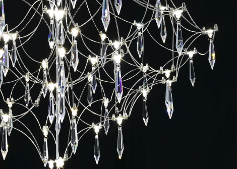 Подвесная люстра светодиодная с пультом и хрустальными подвесками Asfour MyFar Allegria MR2640-66P-76AP