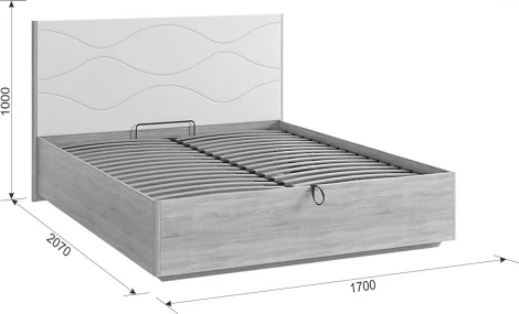 Зара Кровать с подъемным механизмом Люкс 160х200 см, цвет дуб сонома/белый Mebelson (арт.SMZ-08.1623)