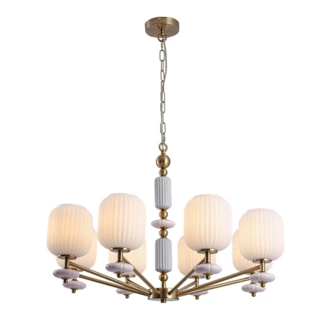 Подвесная люстра Lumion Alegra 8334/8 бронза/белый, металл/керамика/стекло E27 8*40W 220V (на цепи)