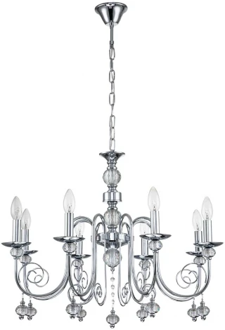 Подвесная люстра Escada Shine 678/8PL Chrome (220V, хрусталь, подвески, на цепи, подсвечник, свеча)