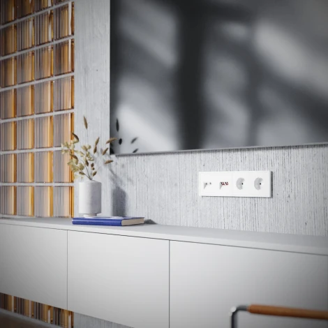 Розетка телевизионная встраиваемая TV+RJ45 Voltum S70 VLS060701 (белый глянцевый)