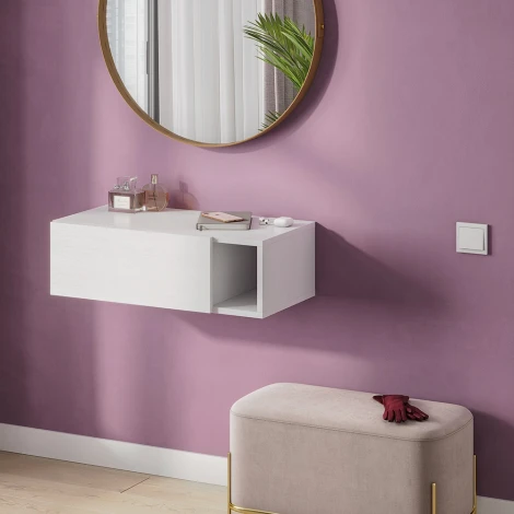 Тумба Арника подвесная с ящиком и нишей Страйк, белый