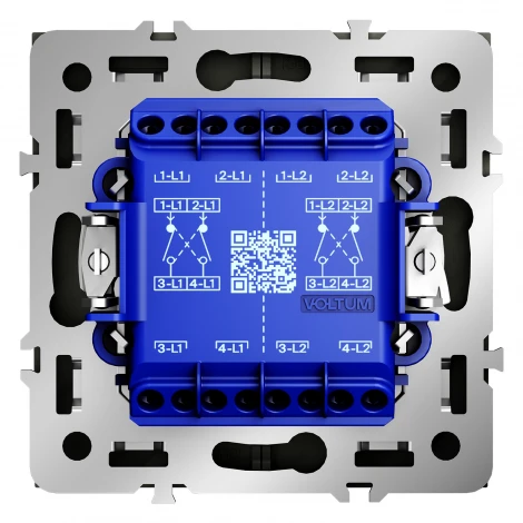 Перекрестный переключатель встраиваемый IP30 Voltum S70 VLS020505 двухклавишный 10А, (сталь)