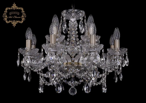 Подвесная люстра Art Classic 11.25 11.25.8+4.200.Br.Sp (220V, хрусталь, на цепи, подсвечник, свеча)