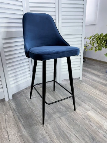 Полубарный стул M-City NEPAL-PB СИНИЙ #29, велюр/ черный каркас (H=68cm)