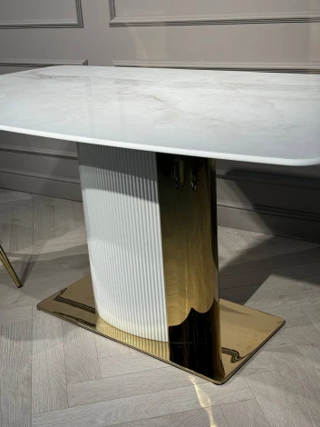 Стол обеденный IST-CASA Барнео BS1802-160GR, 160х90х76 см, светло-серый/золото