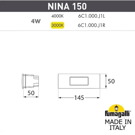 Встраиваемый светильник уличный Fumagalli Nina 6C1.000.000.AYJ1L (220V, IP55)