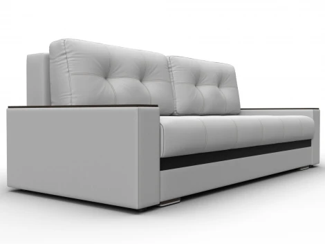 Диван прямой с декором Лига-096 НПБ (ДВП,ДСП,ЛДСП,Брус,Фанера/Пластик/Экокожа/Белый,Черный) Лига Диванов 133431