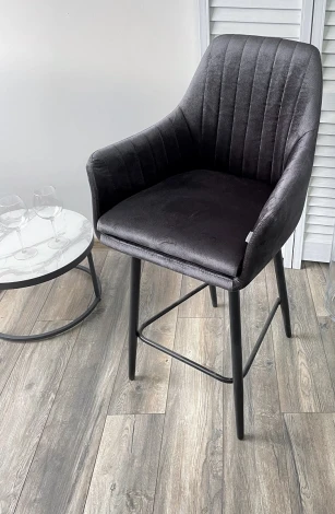 Полубарный стул Роден Blitz 14 Графит, велюр (H=65cm)