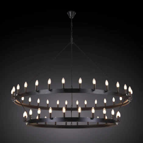 Подвесная большая люстра ярусная Citilux Смитсон CL470254 (220V, на цепи, свеча, круглые, под старину, кольцо)