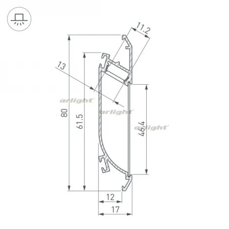 Профиль K-WALL-2000 ANOD (Алюминий) 021716 Arlight