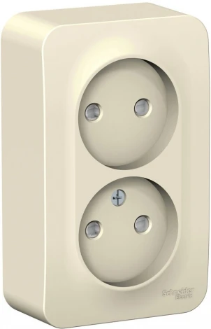 Розетка накладная двойная без заземления со шторками (молочный) Systeme Electric Blanca BLNRA001212