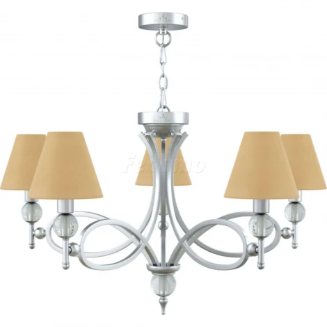 Люстра подвесная Lamp4you, 5 плафонов, хром с прозрачным и бежевым