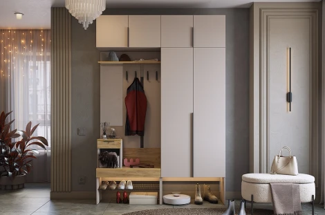 Прихожая "Баско К5" Mebelson (ЛДСП/Дуб крафт золотой) арт.ПК05Баско.3369