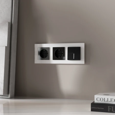 Выключатель одноклавишный проходной с подсветкой (черный акрил) Werkel W1112148 (a064036)