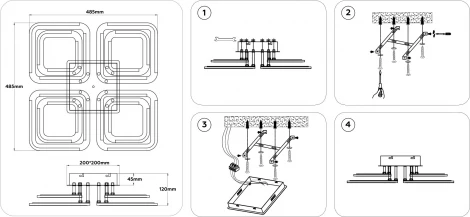 Потолочная люстра светодиодная на штанге с пультом Ambrella ACRYLICA FA8948 (регулировка яркости, 220V)