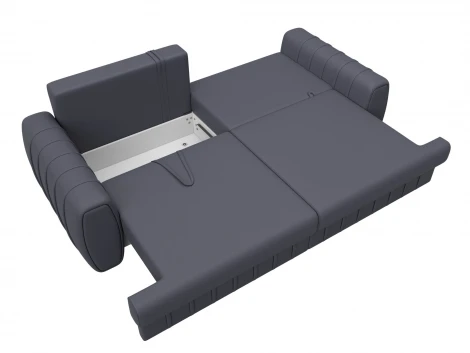 Диван прямой Лига-057 НПБ (ЛДСП,Брус,Фанера/Пластик/Экокожа/Серый) Лига Диванов 130027