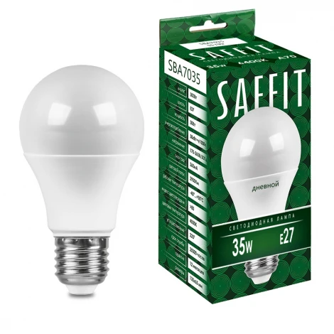 Лампа светодиодная SBA7035 Шар E27 35W 230V 6400K Saffit 55199
