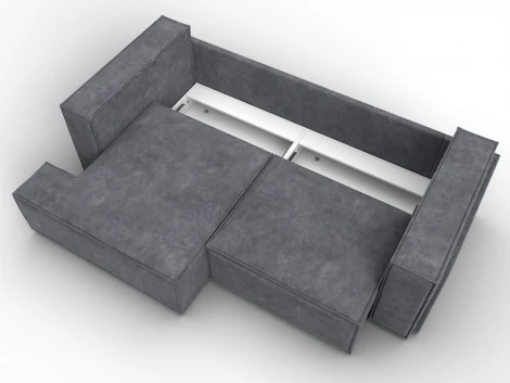 Диван угловой Лига-061 угол левый (ДСП,Брус,Фанера,Велюр/Темно-серый) Лига Диванов 131145L